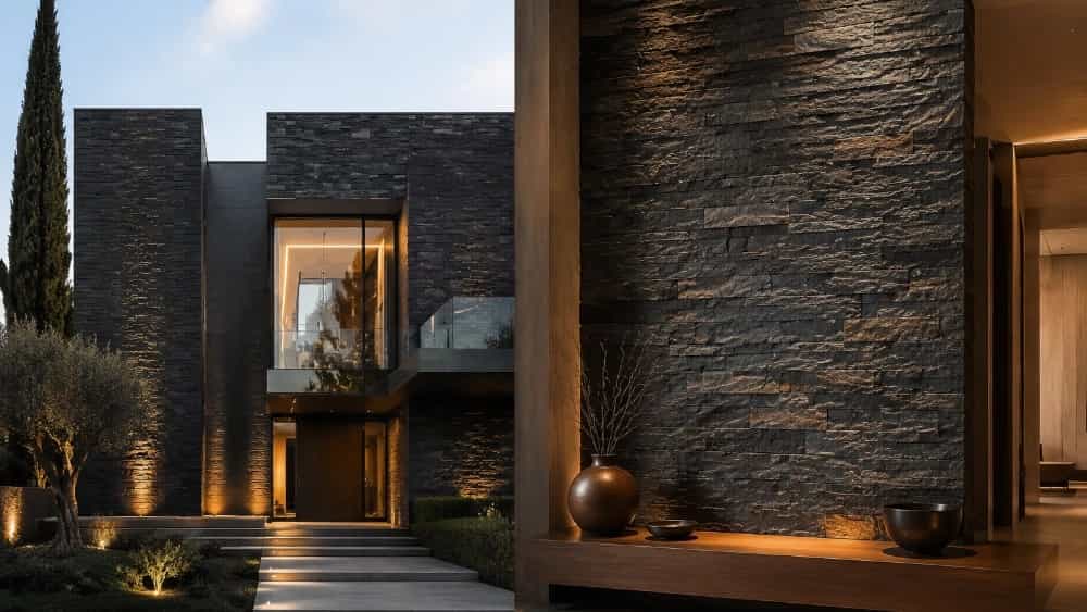 فروش سنگ ورقه‌ای سیاه میگون برای نمای داخلی و خارجی